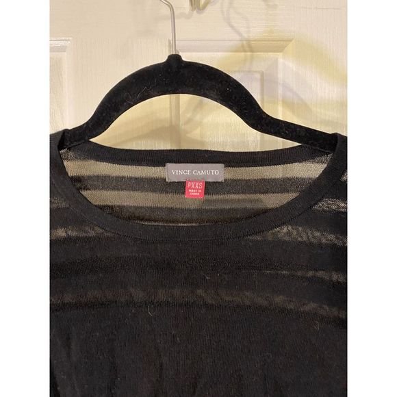 Vince Camuto Black Mesh Long-Sleeve Shirt Size Petite XXS - Picture 5 of 5